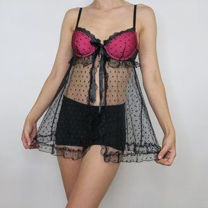 Vintage Y2K Victoria Secret Tie Front Babydoll Lingerie